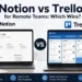 Notion vs Trello for remote teams comparison